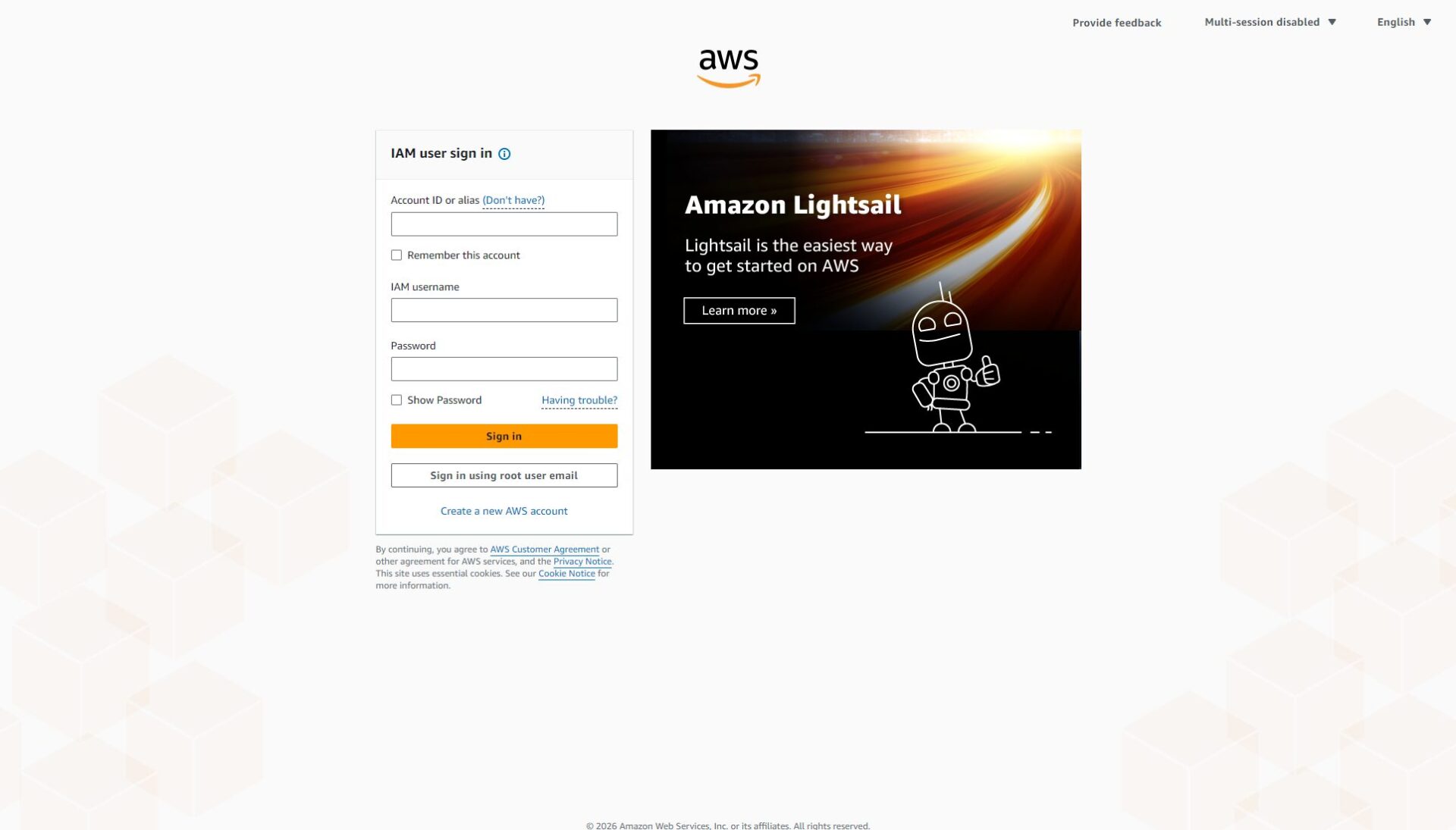AWS Cloud9控制台登录