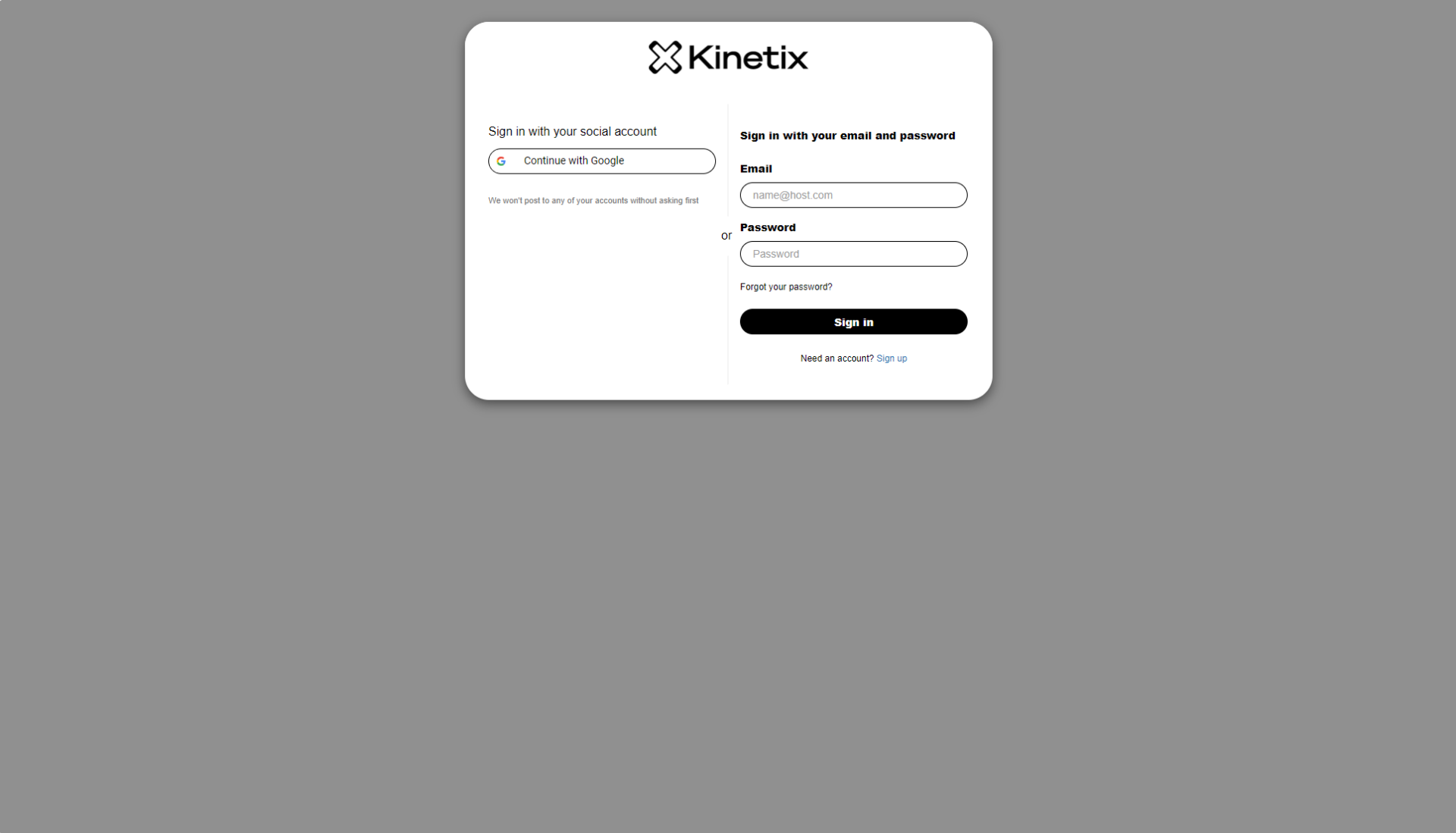 Kinetix注册登录页