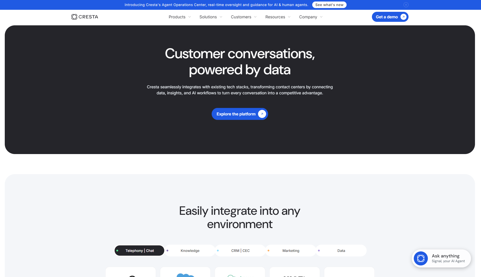 Cresta平台集成列表