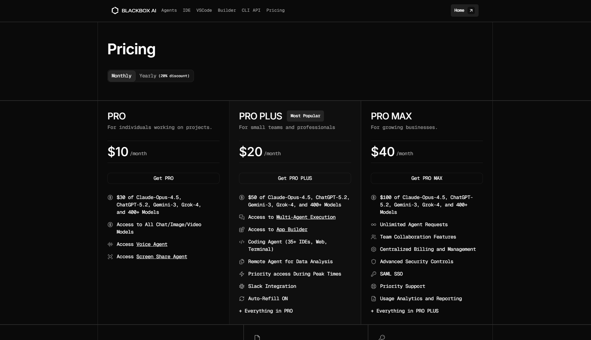 BlackBox AI价格方案截图