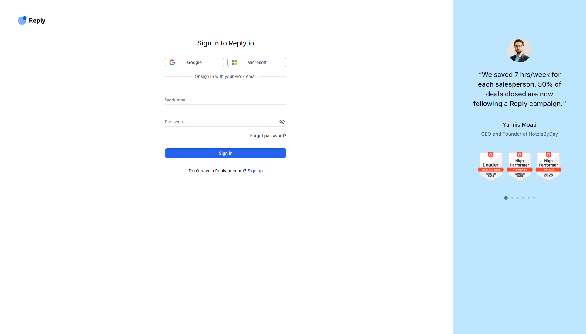 Reply.io注册登录页