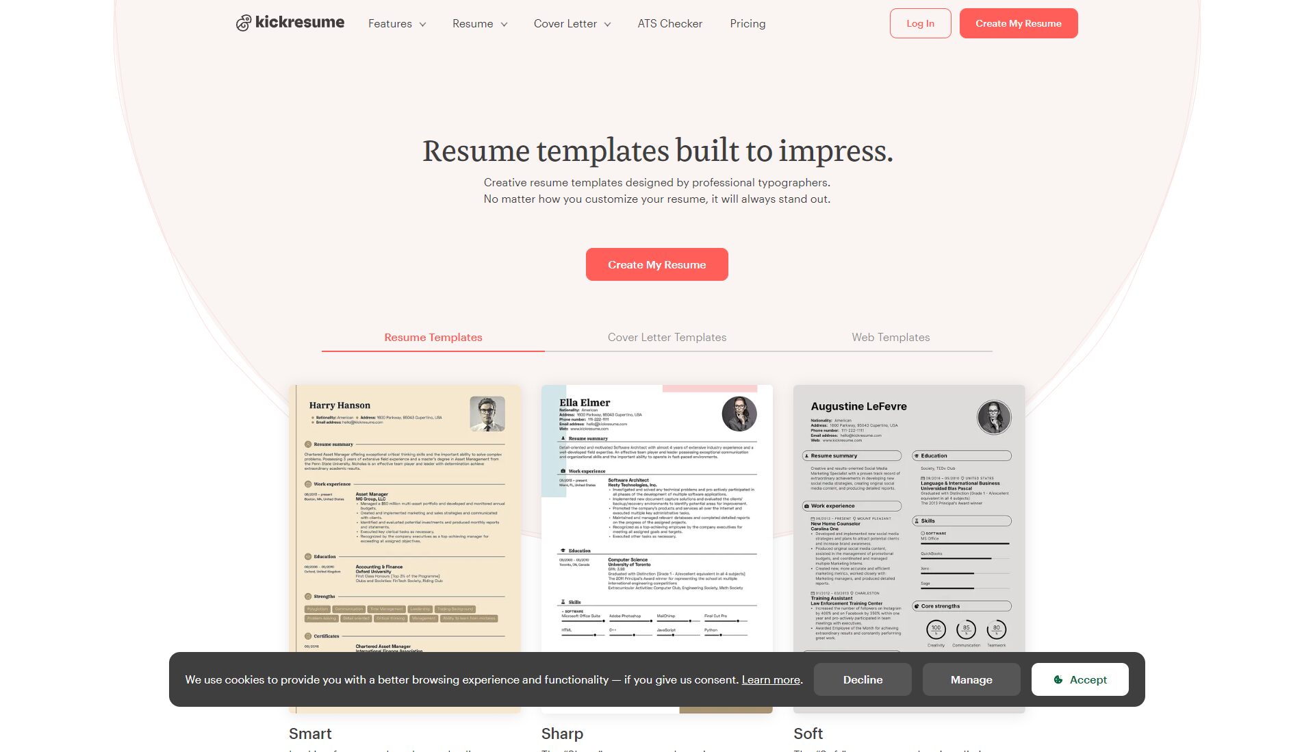 Kickresume简历模板提供