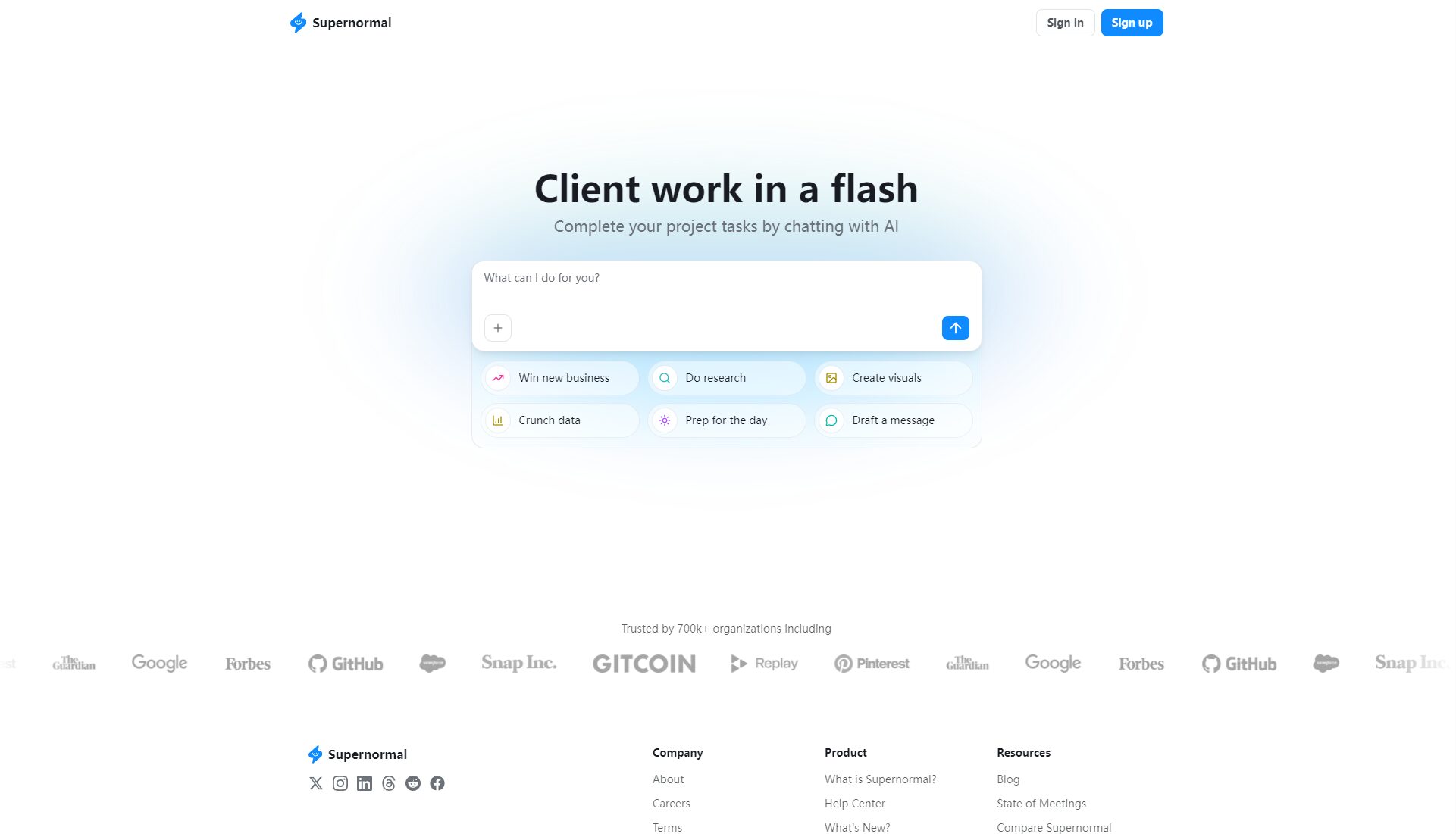 Supernormal官网首页截图