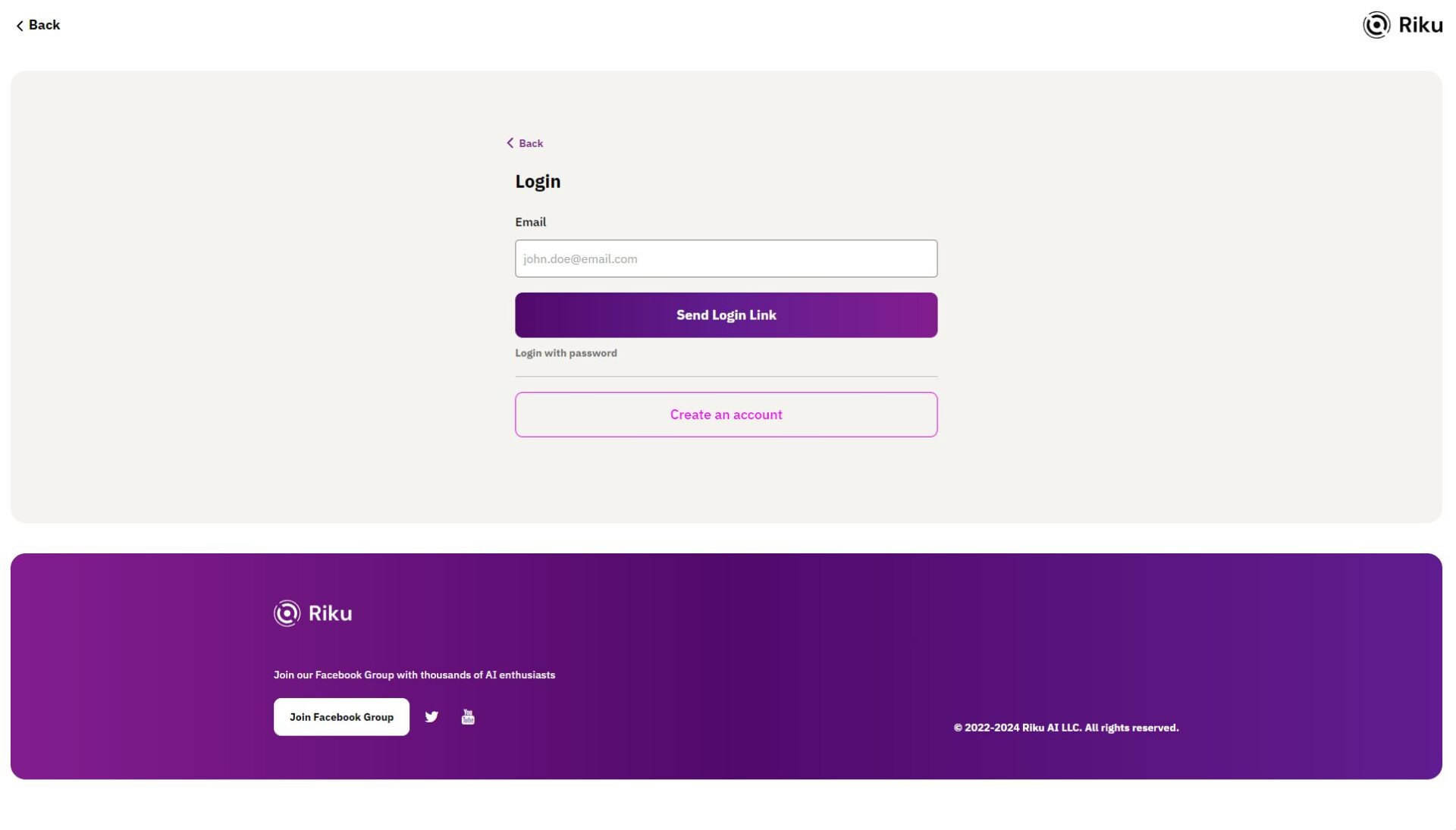Riku.AI注册登录页