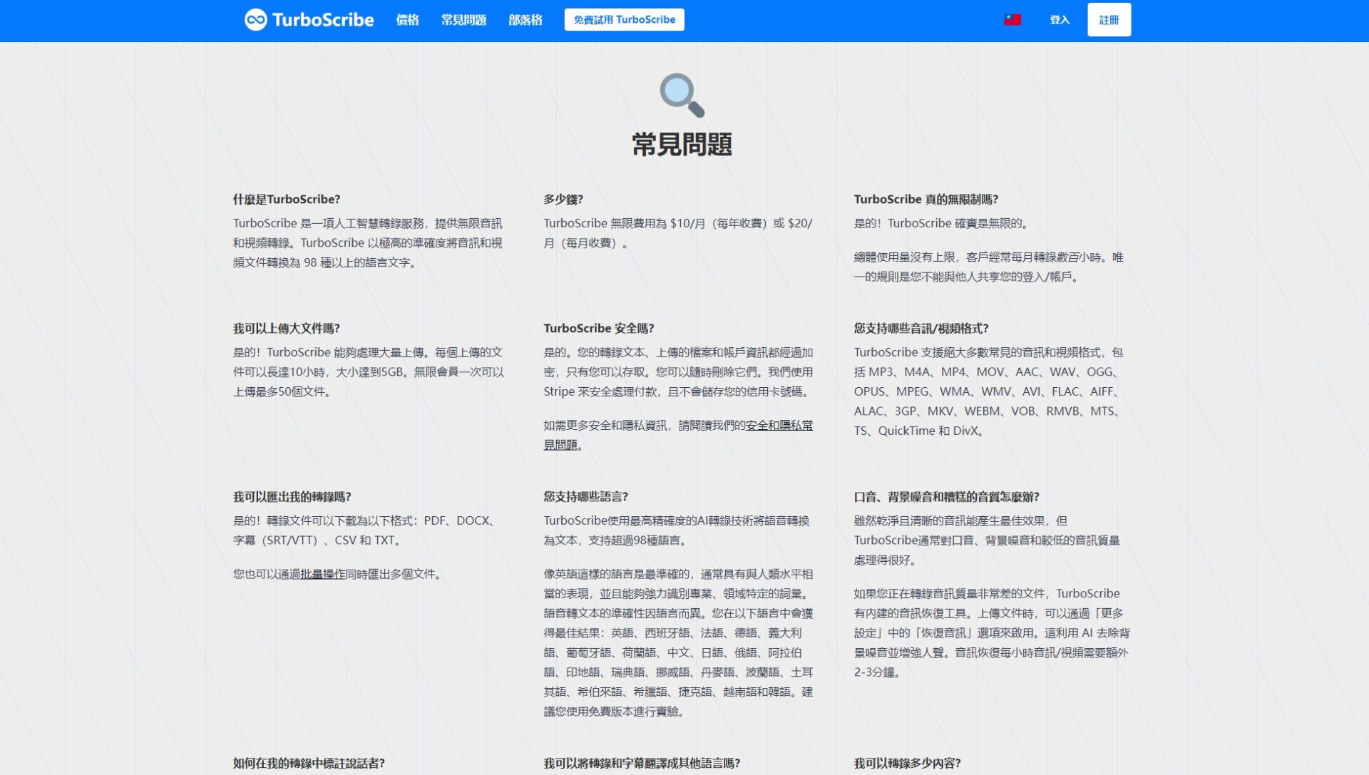TurboScribe AI常见问题