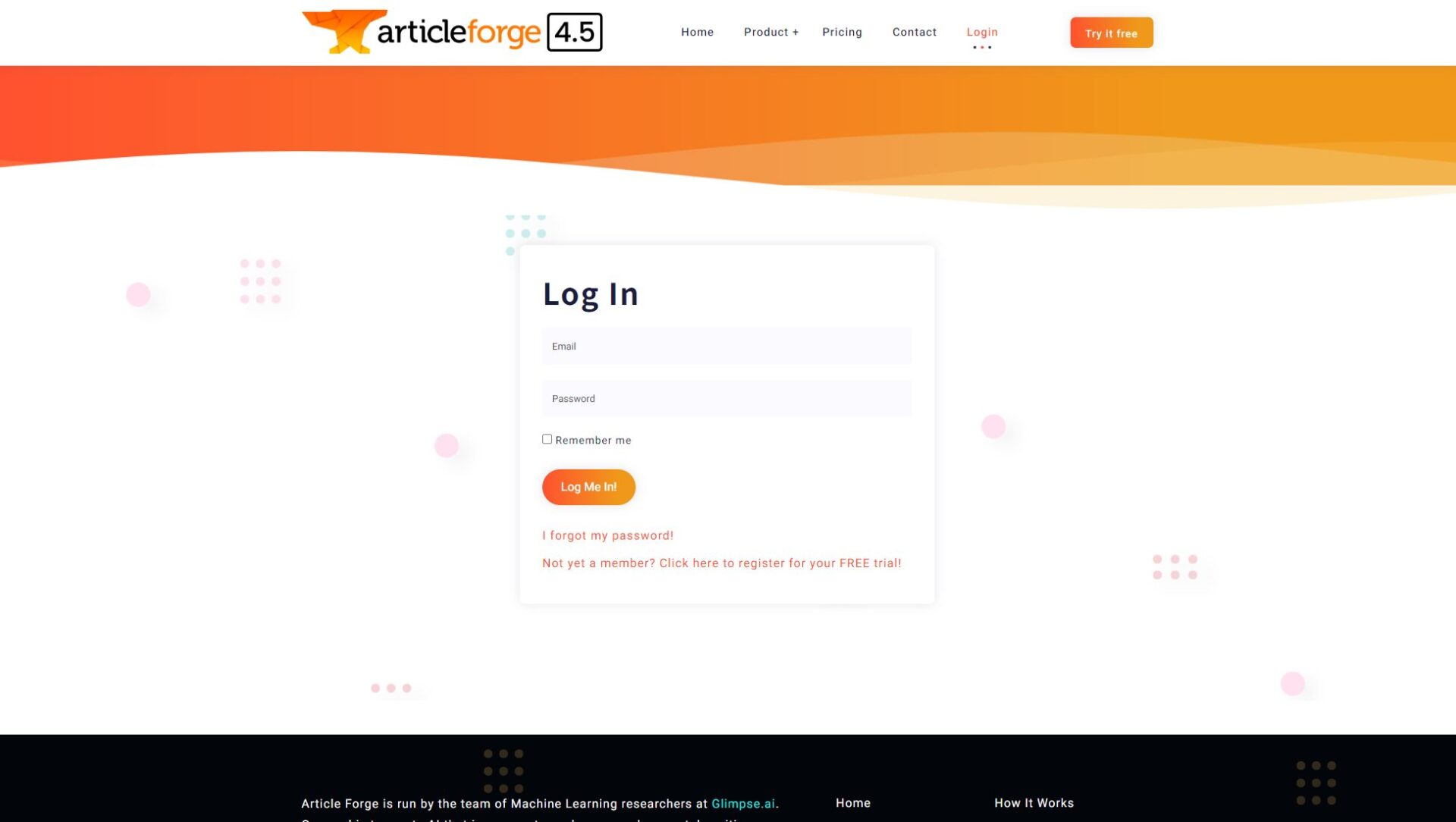 Article Forge注册登录页
