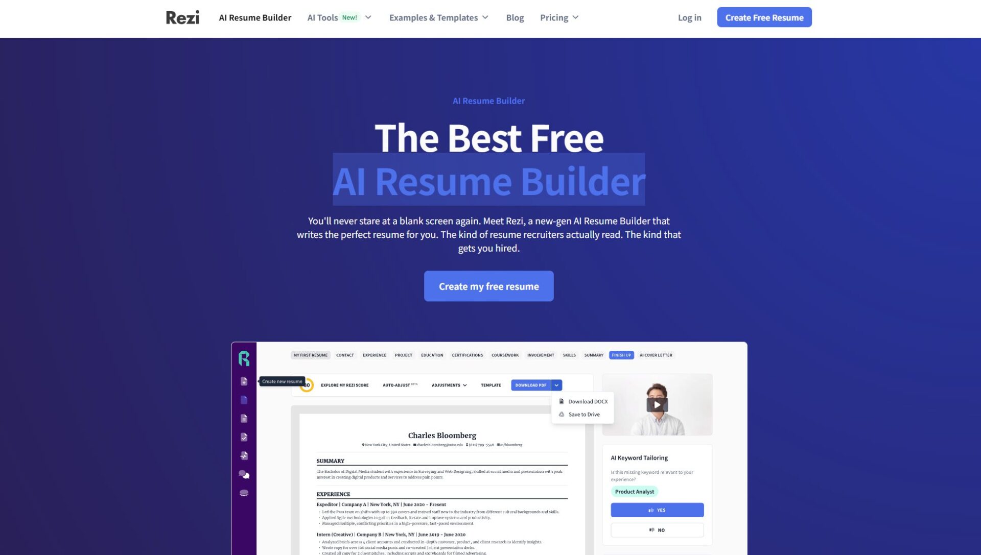 rezi ai简历内容自动生成