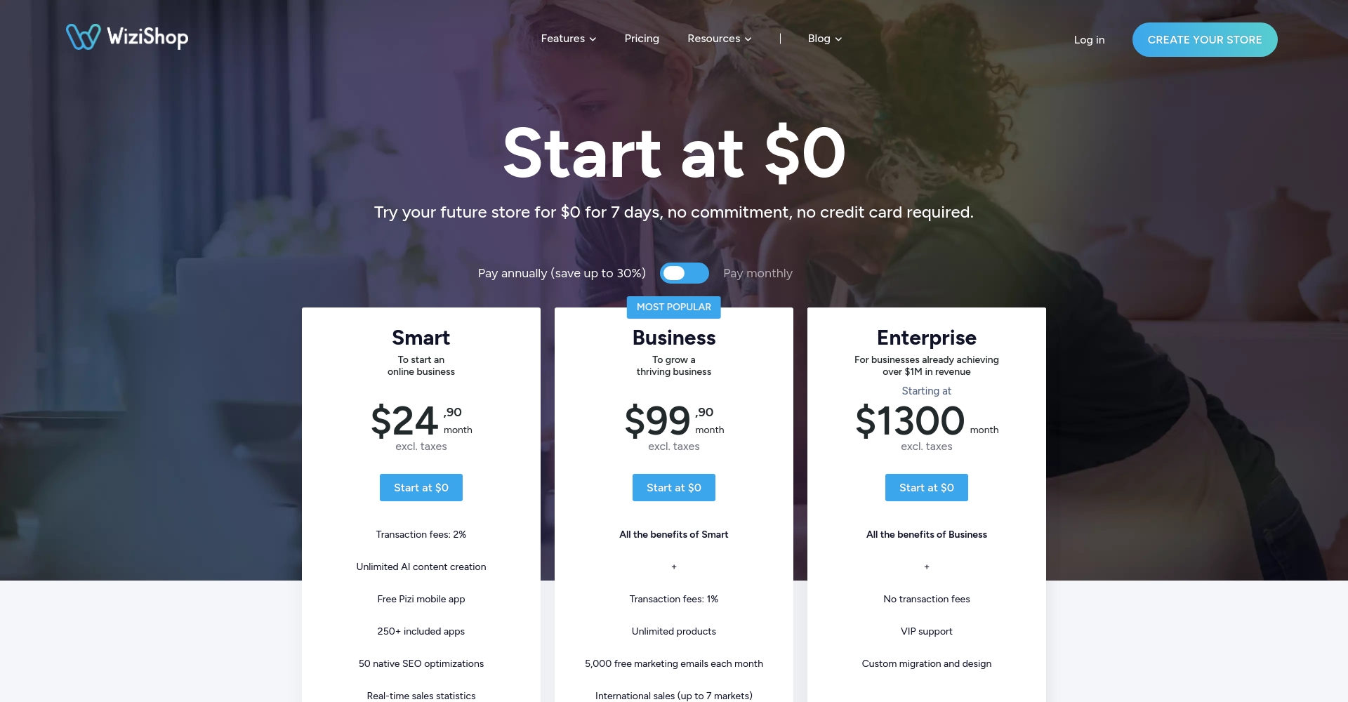 WiziShop价格页面