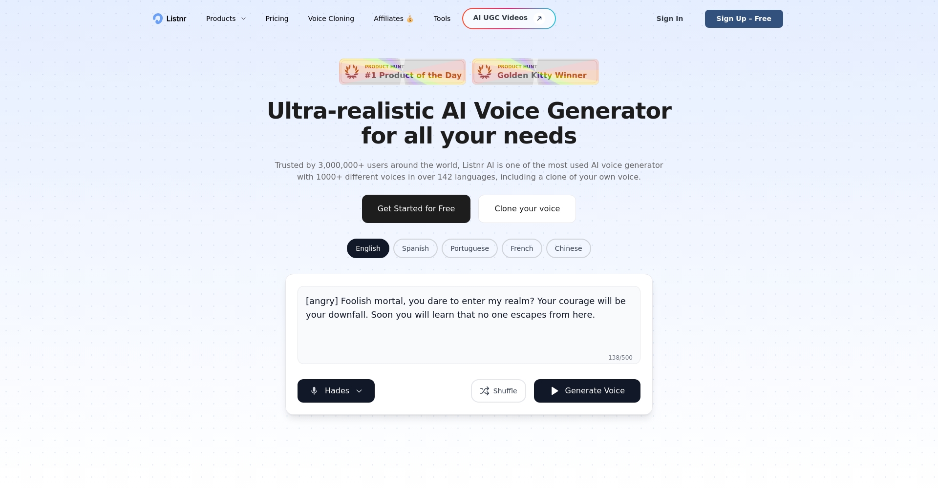 Listnr AI操作界面