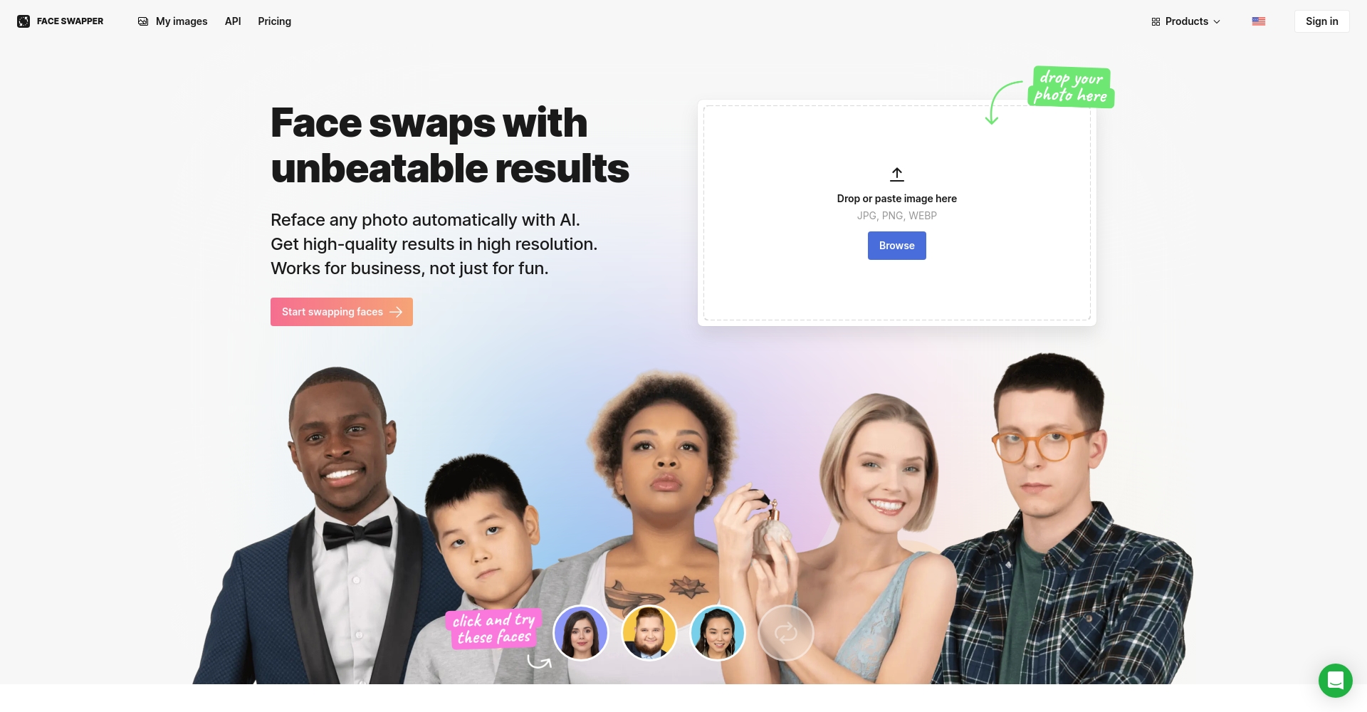 FACE SWAPPER官网界面截图