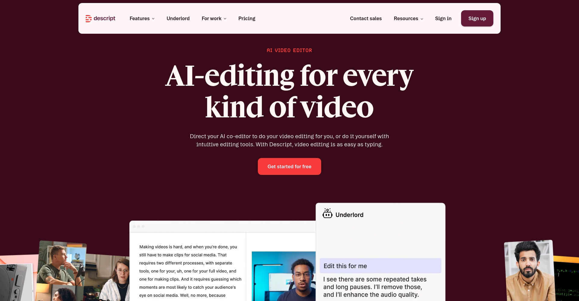 Descript官网截屏