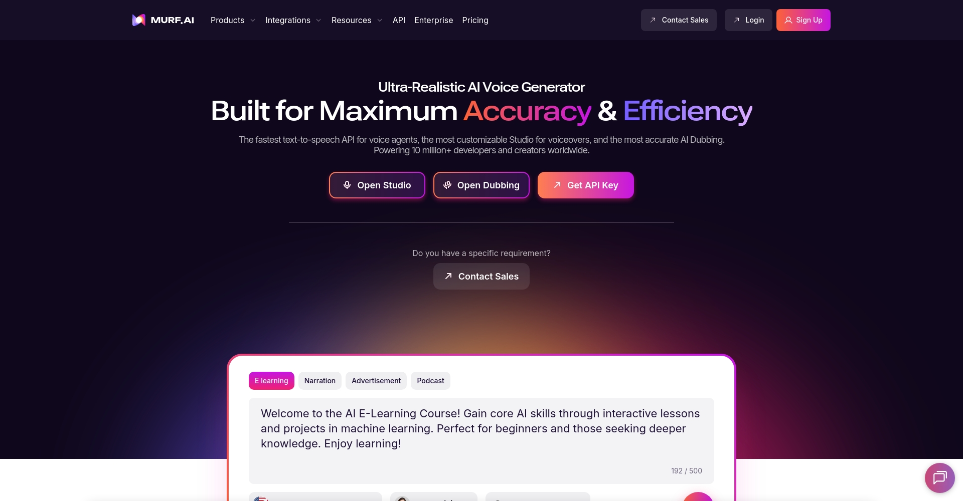 Murf AI视频配音操作界面