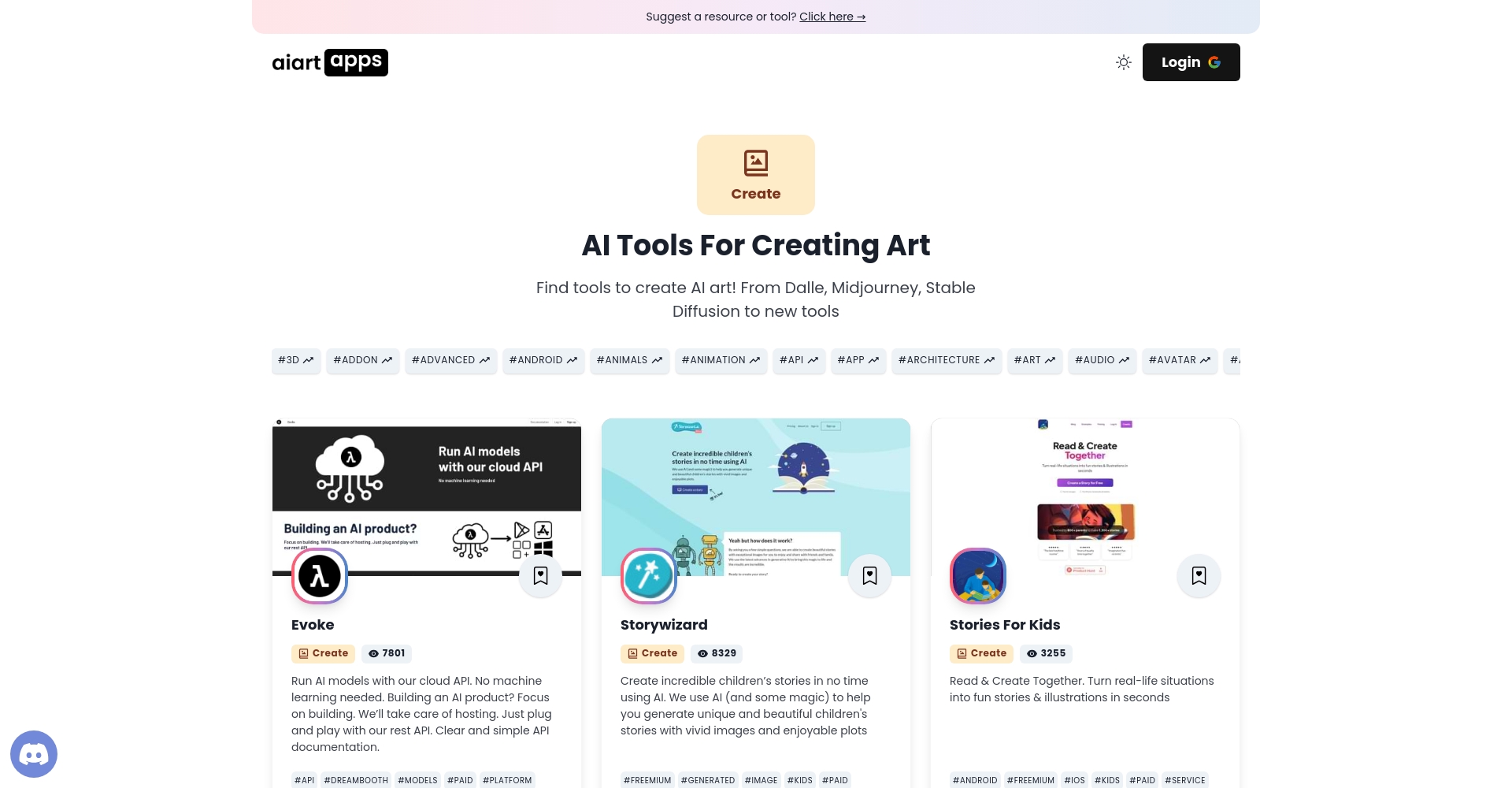 AI Art Apps工具总览页面截图