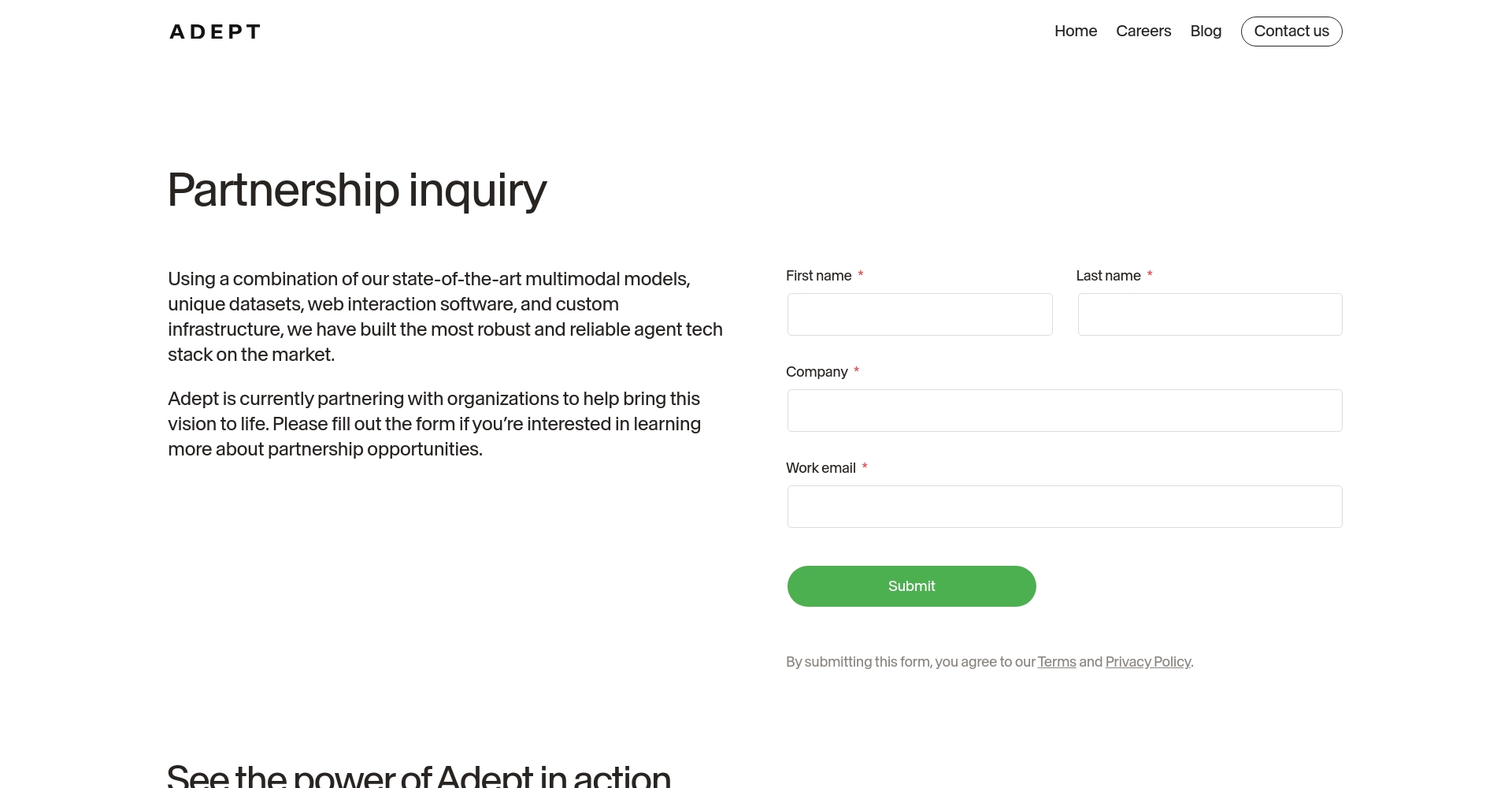 Adept企业联络页截图