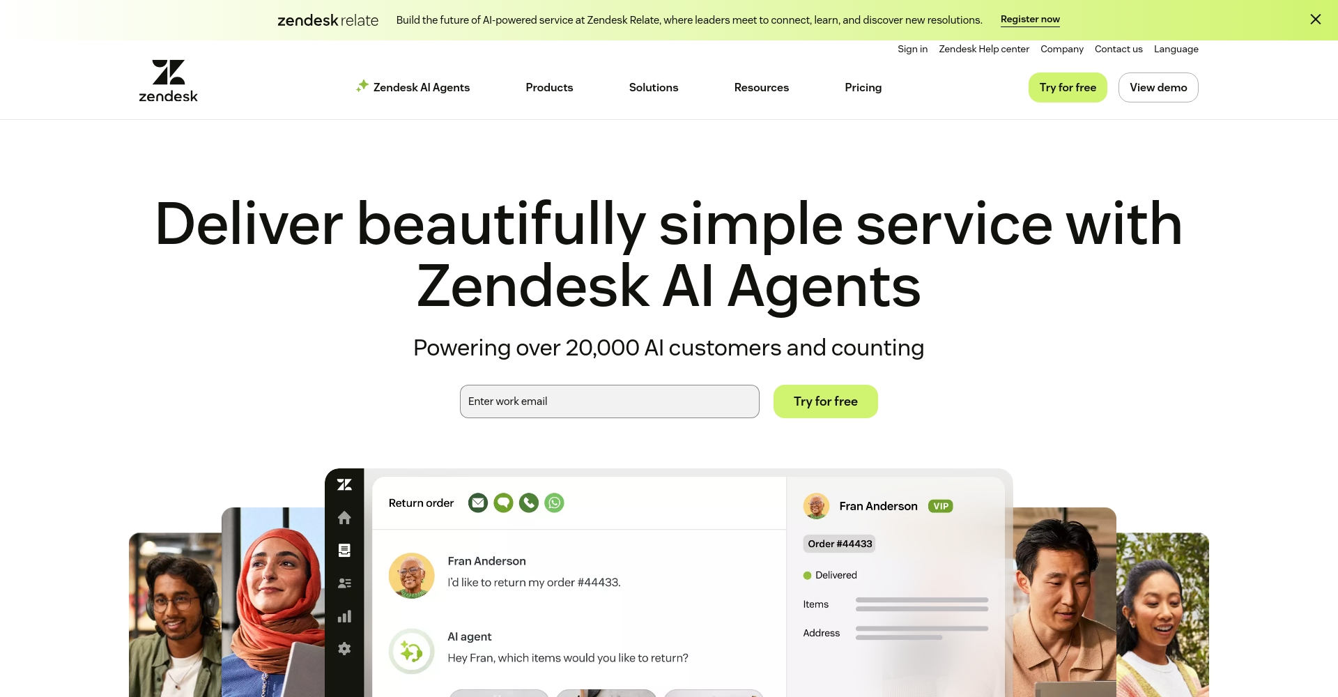 Zendesk首页截图