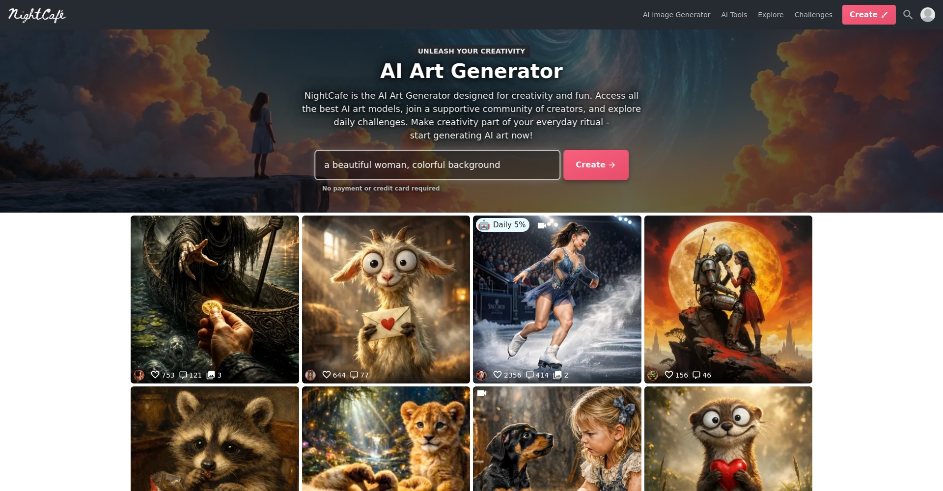 NightCafe官网截图