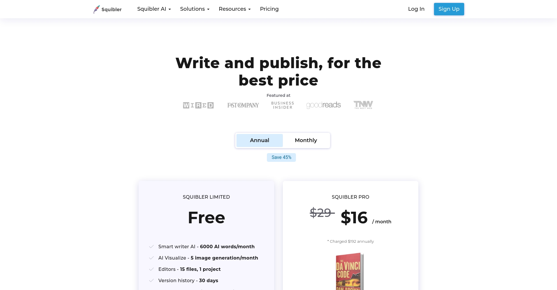 Squibler价格计划