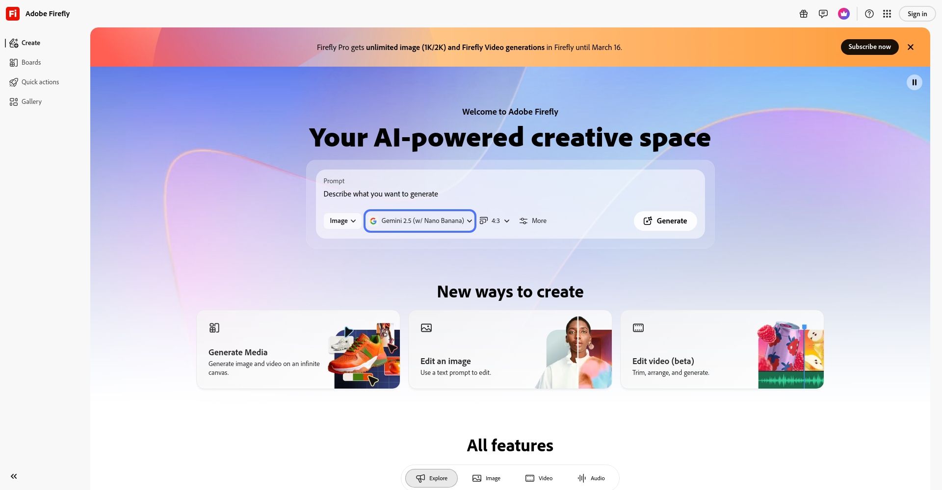 Adobe Firefly官网截图