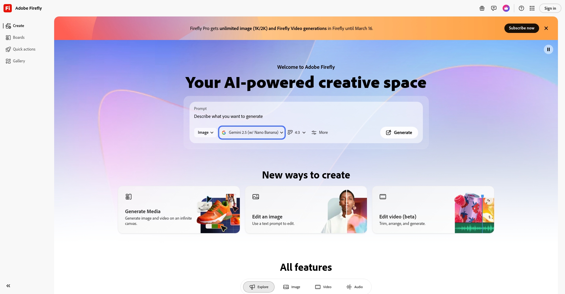 Adobe Firefly平台截图