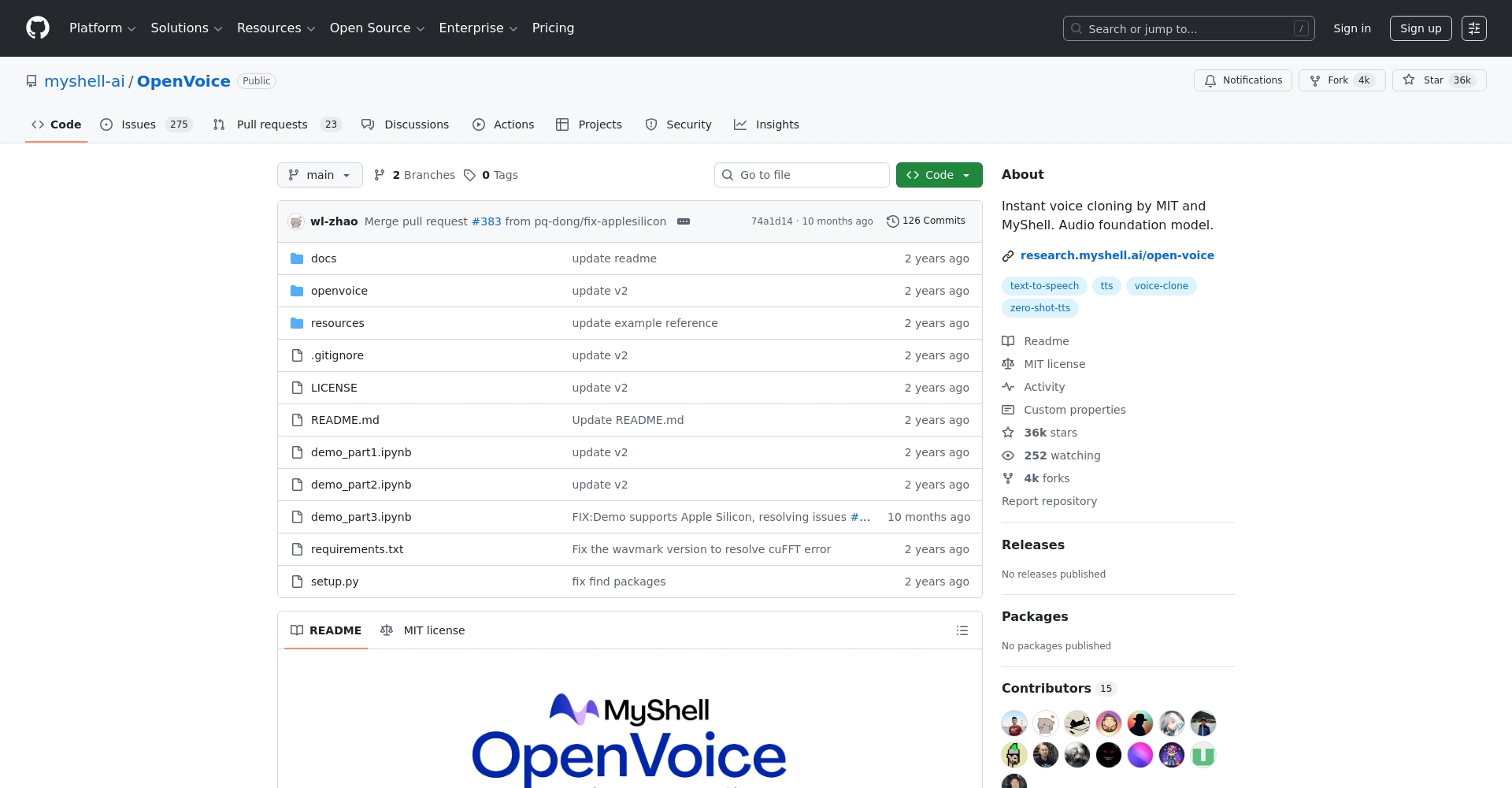 OpenVoice官网截图