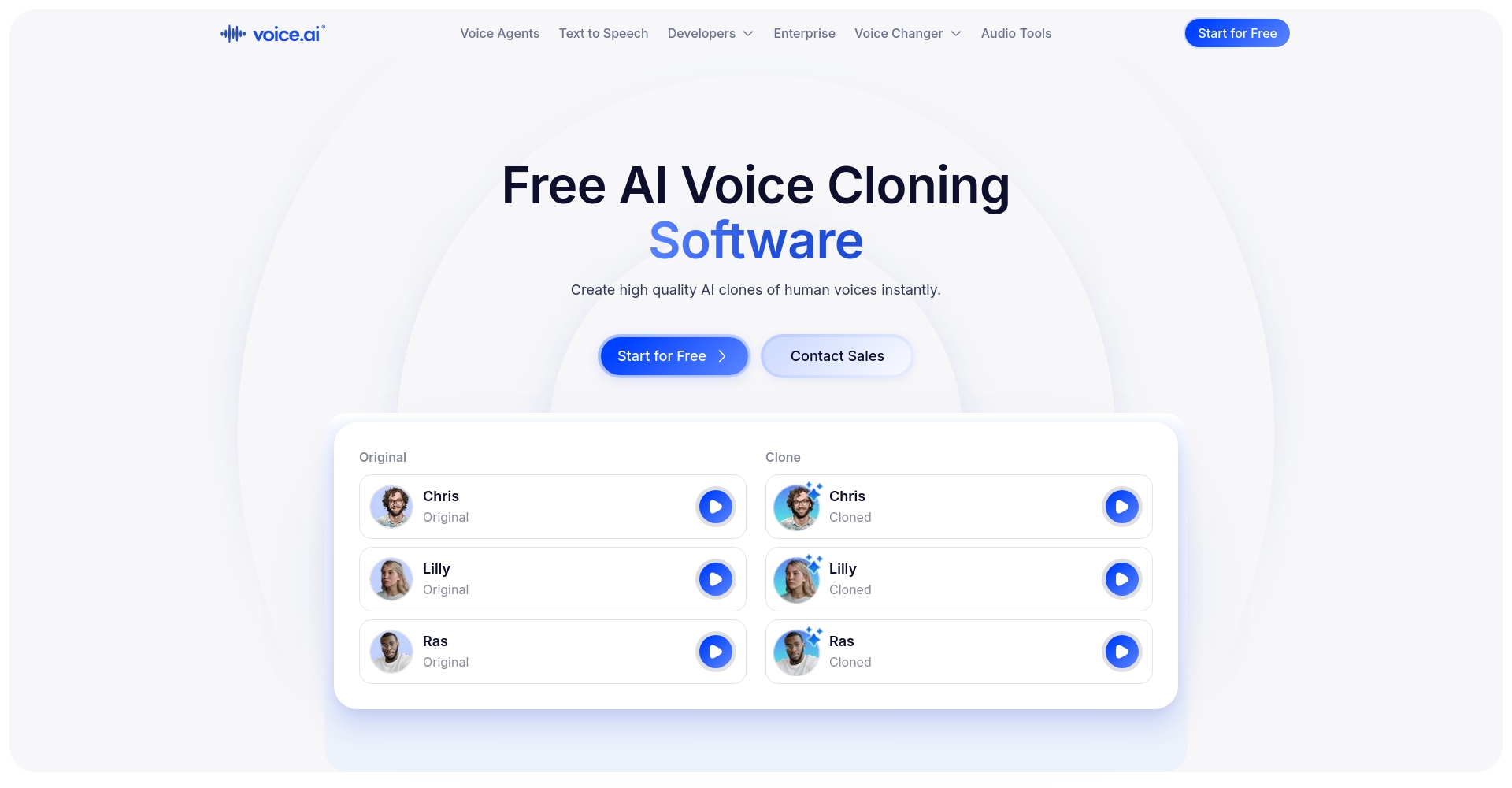 Voice AI Voice Cloning介绍页