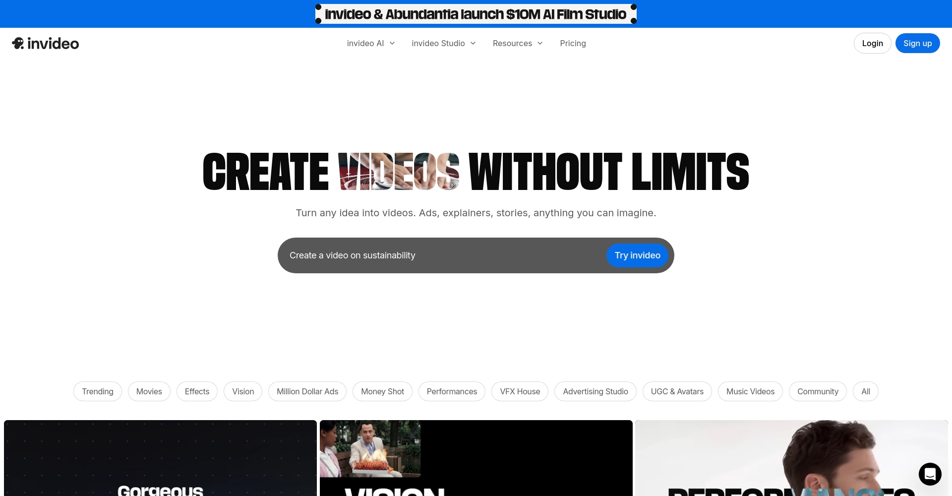 InVideo 官网界面