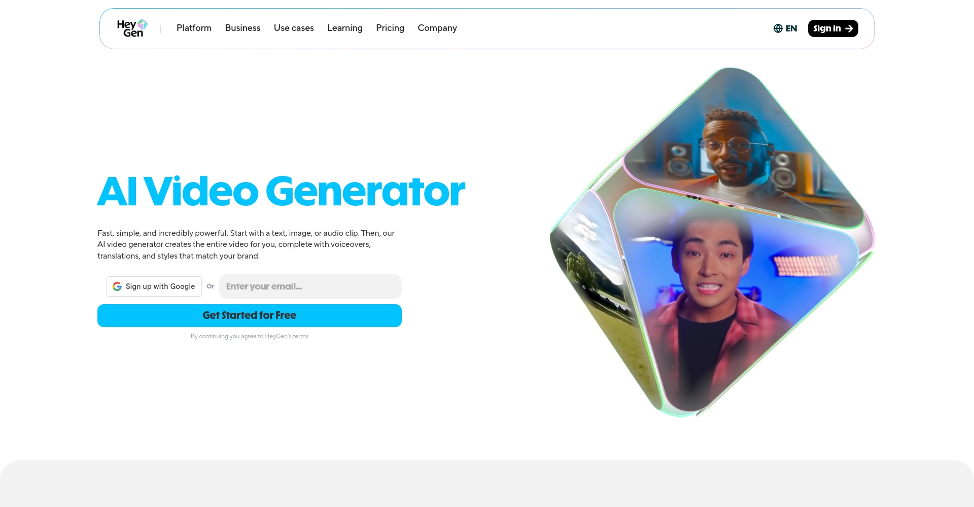 HeyGen品牌短视频界面