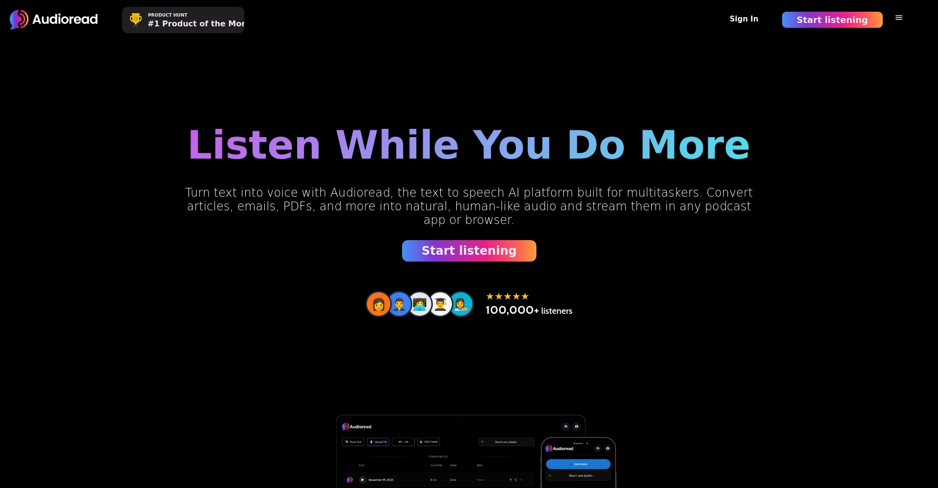 Audioread官网首页截图
