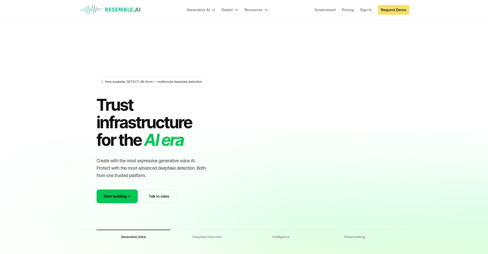 Resemble AI官网截图