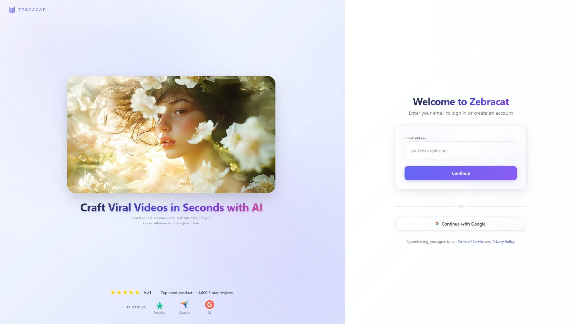 Zebracat注册登录页