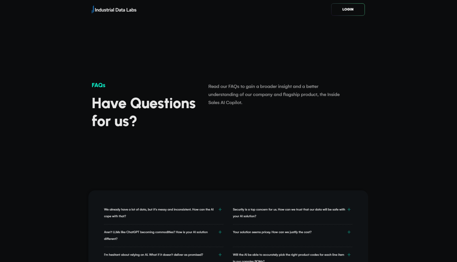 Industrial Data Labs常见问题页
