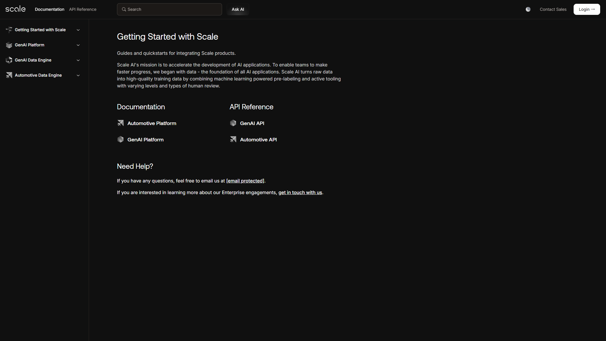 开发者文档界面