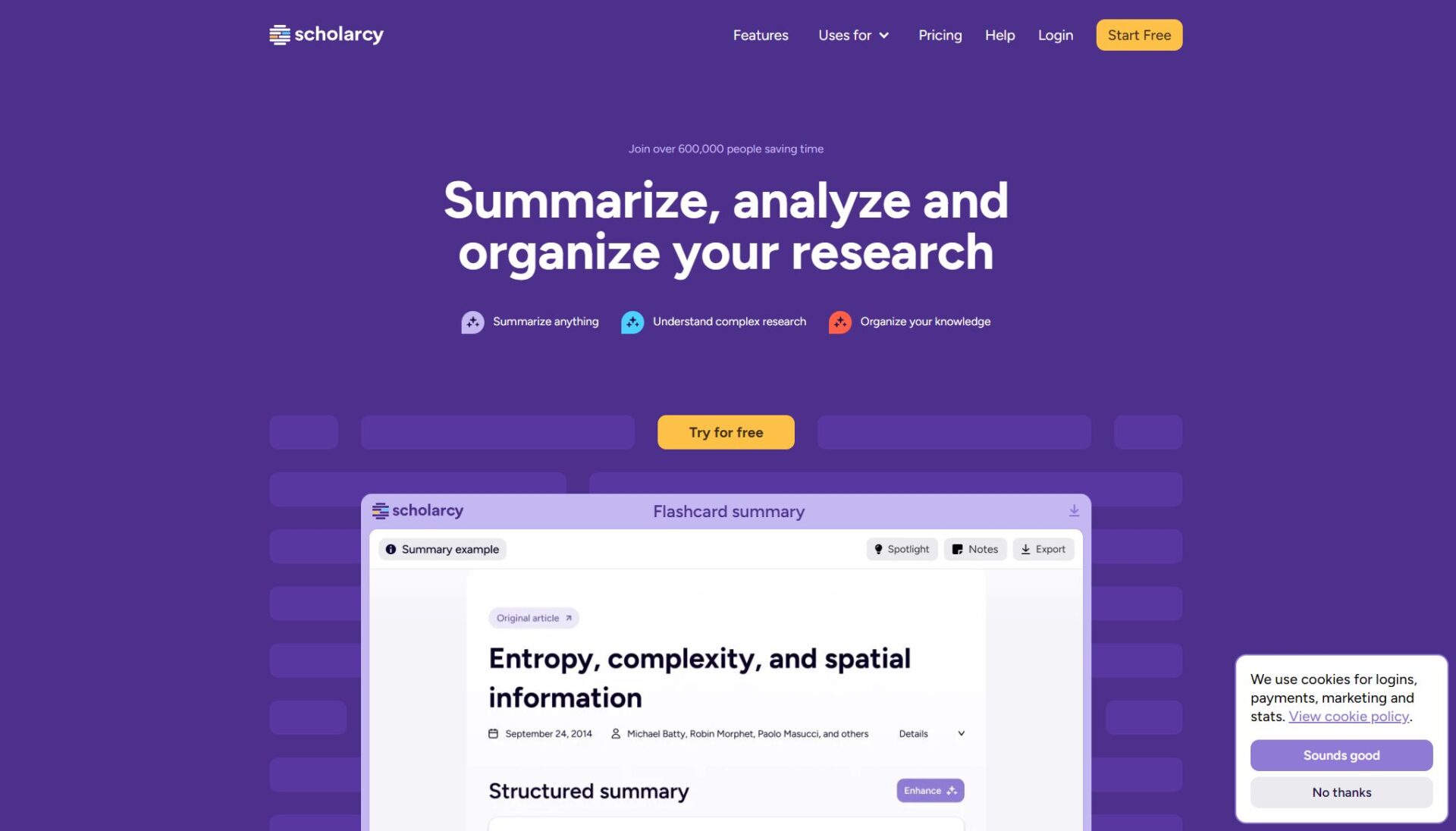 Scholarcy官网首页界面