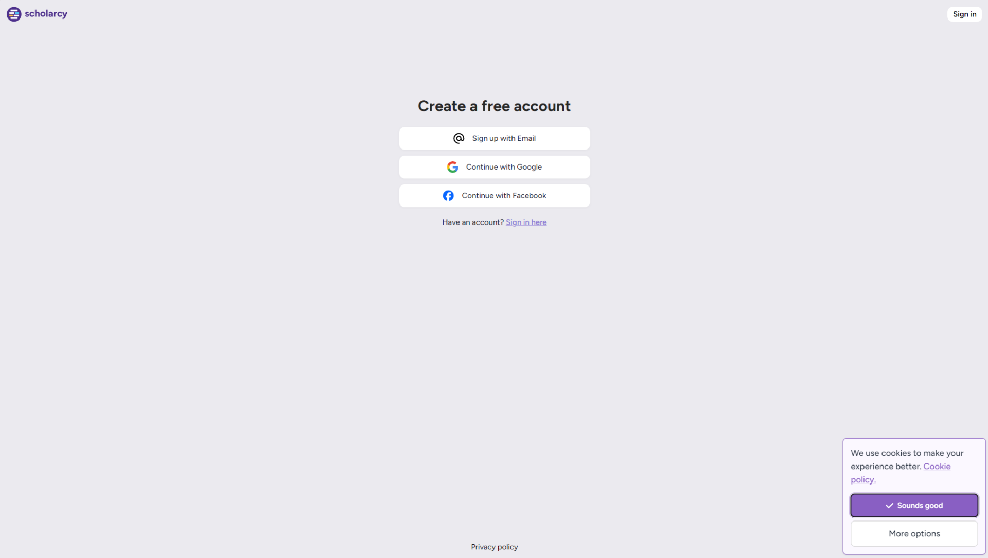 Scholarcy注册登录页