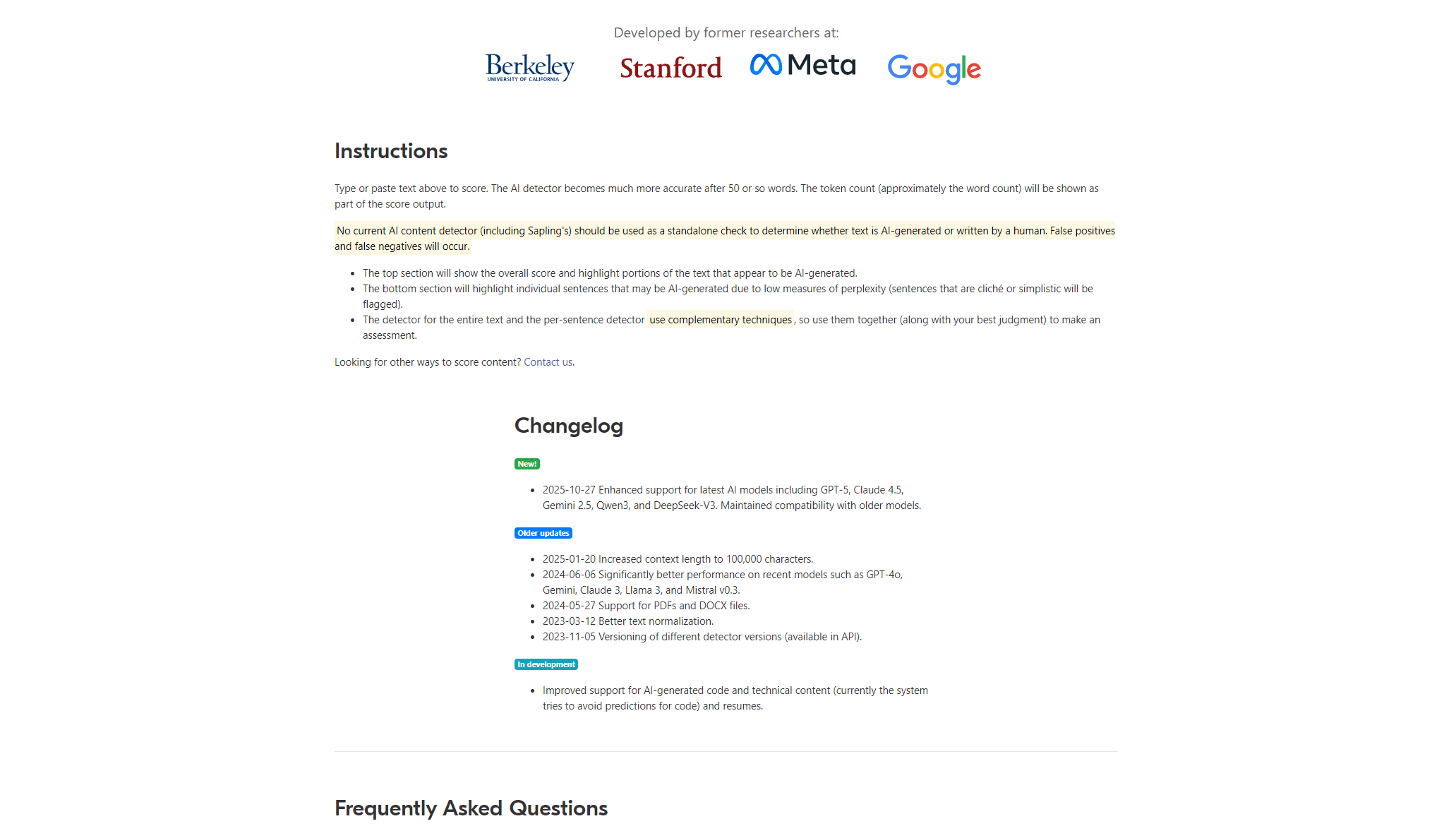 Sapling AI Detector官网使用介绍