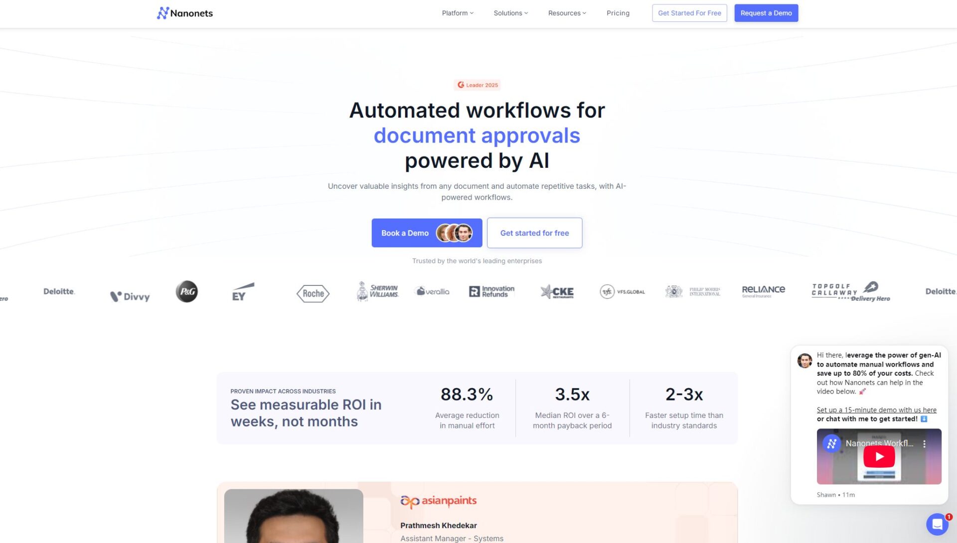 Nanonets 官网首页截图