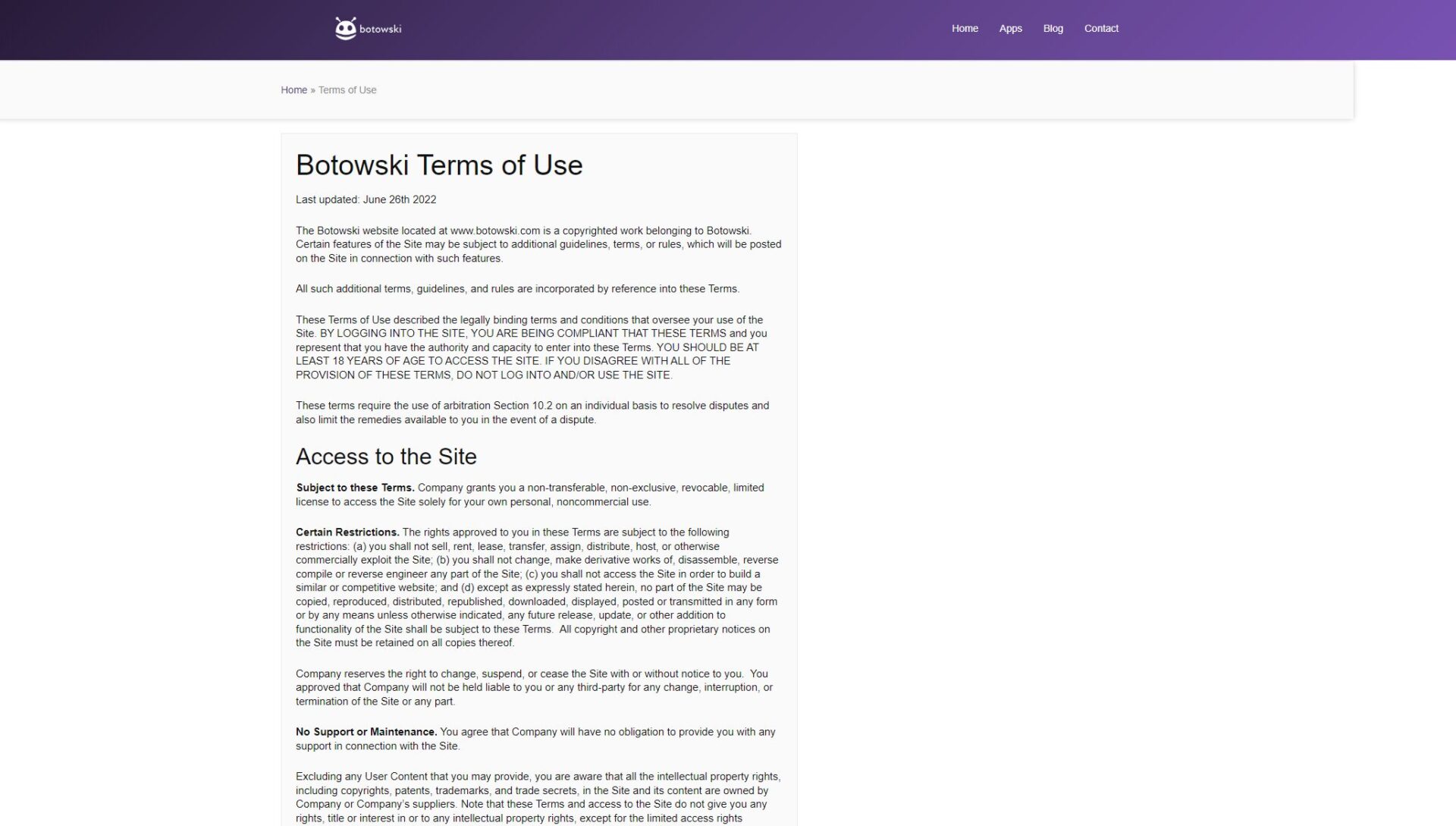 Botowski官方条款