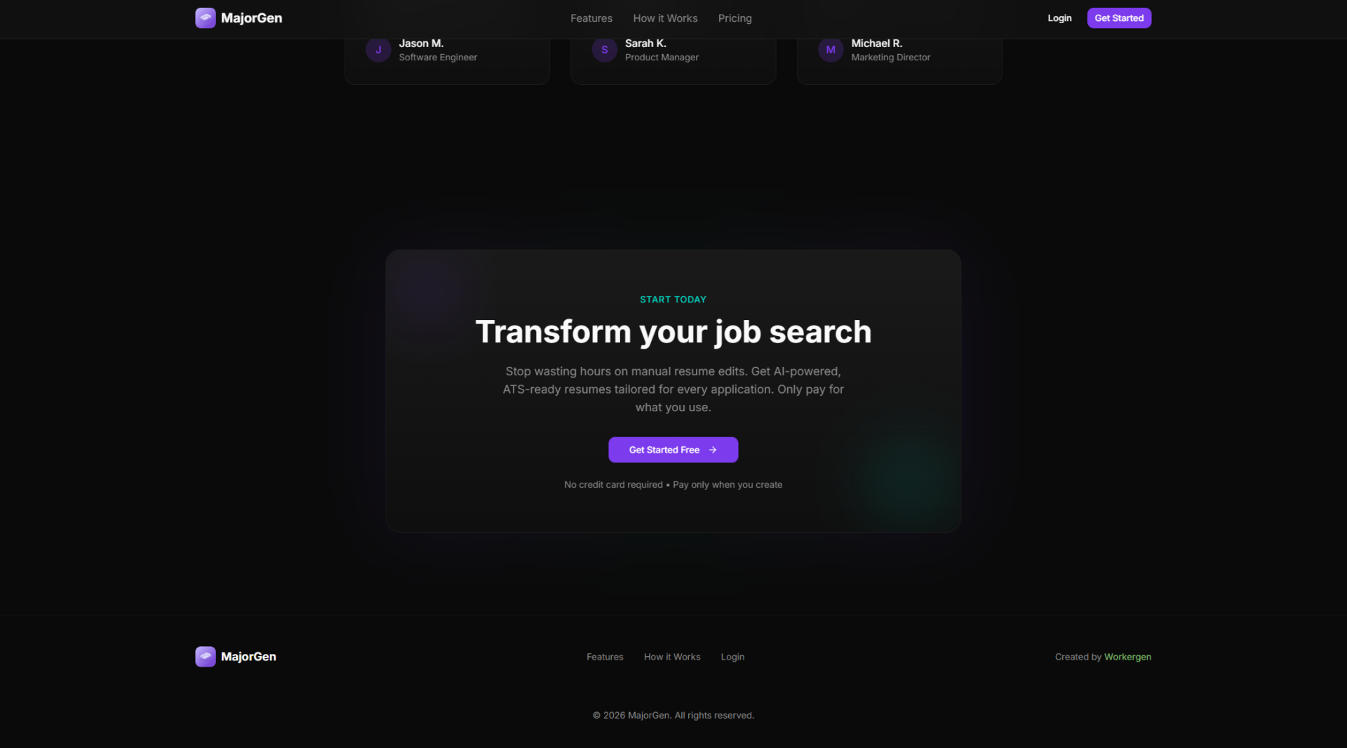 MajorGen定价页面