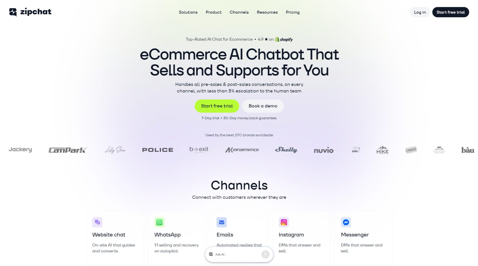 Zipchat AI首页截图