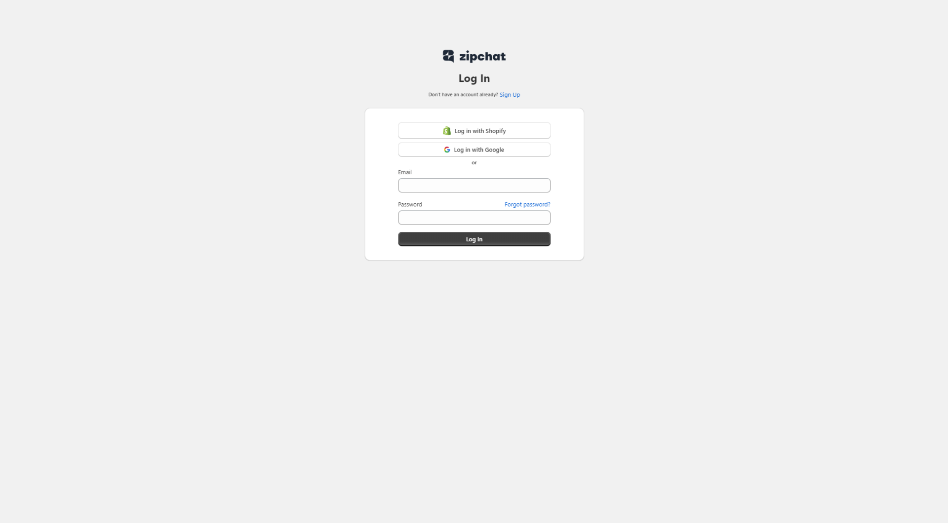 Zipchat AI注册登录页
