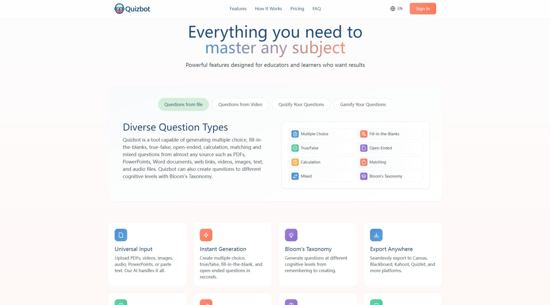 QuizBot.ai功能介绍