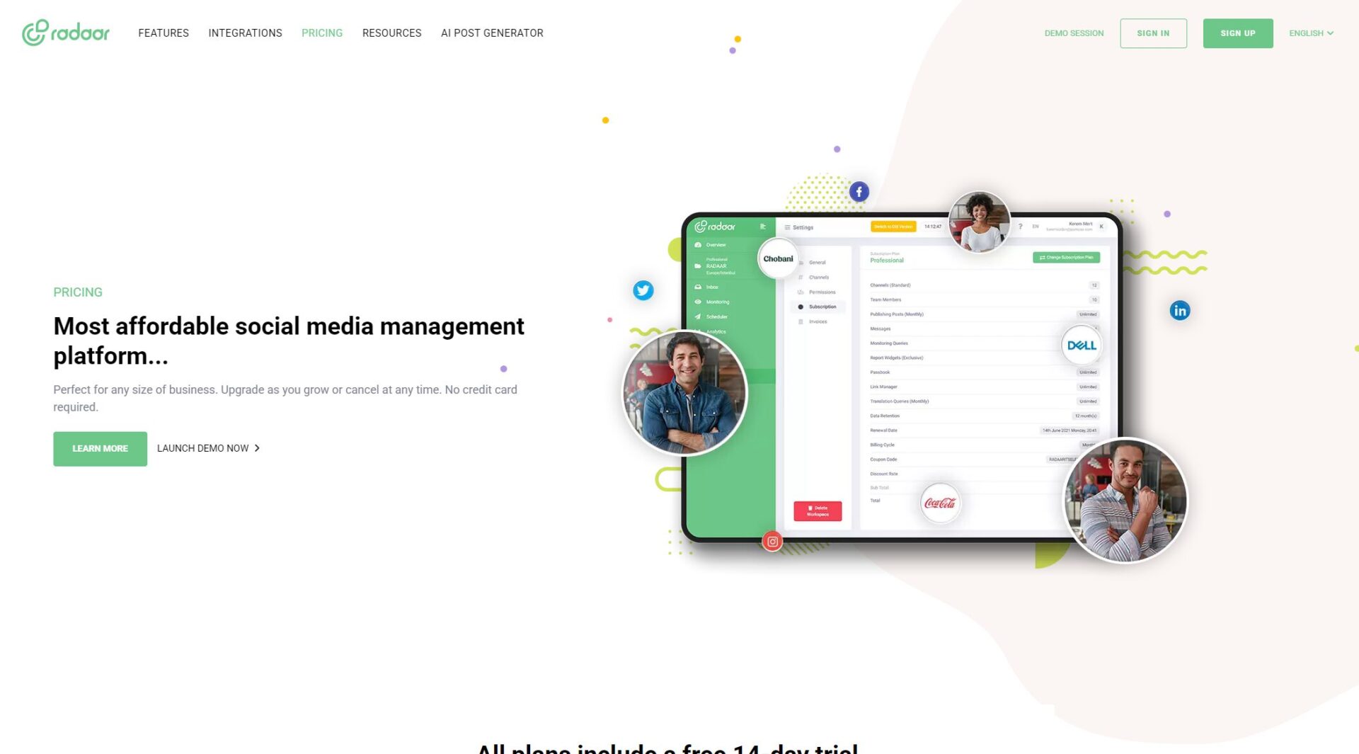 RADAAR价格方案页