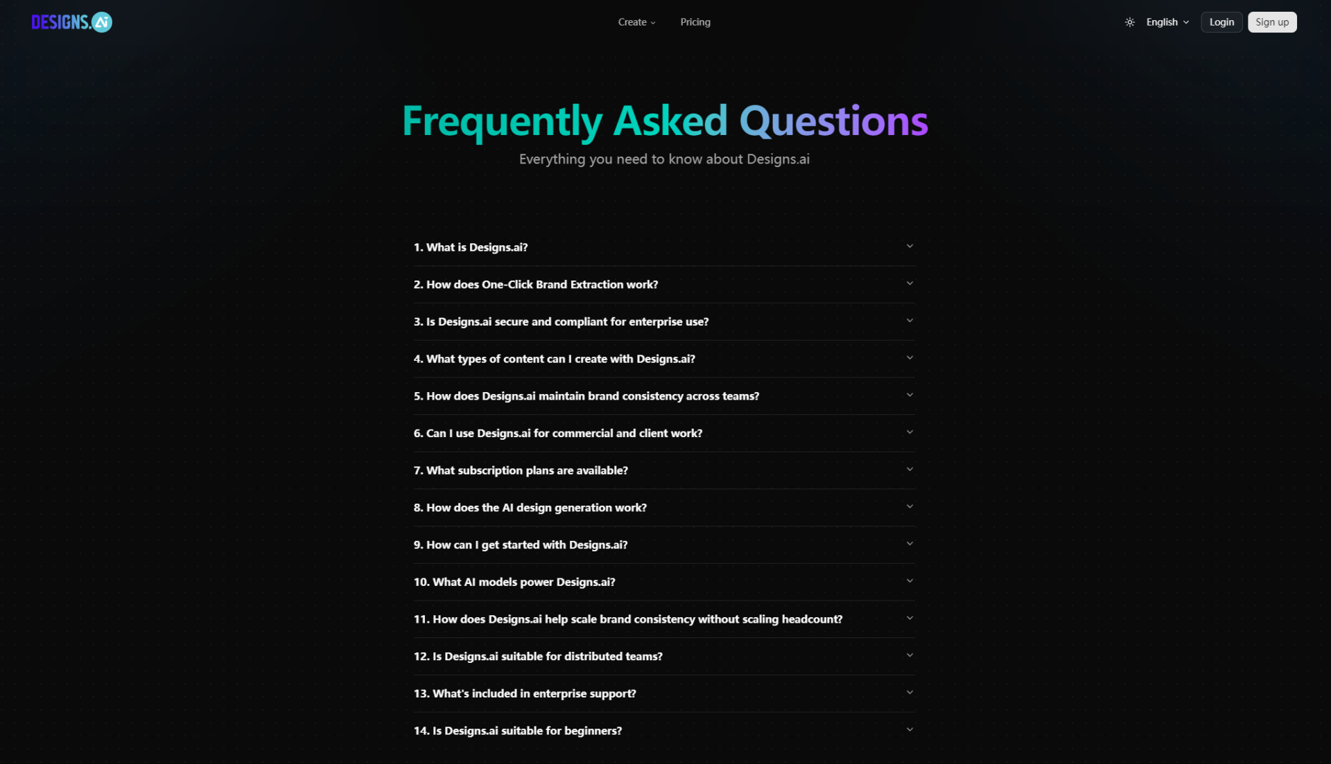 Designs AI faq页
