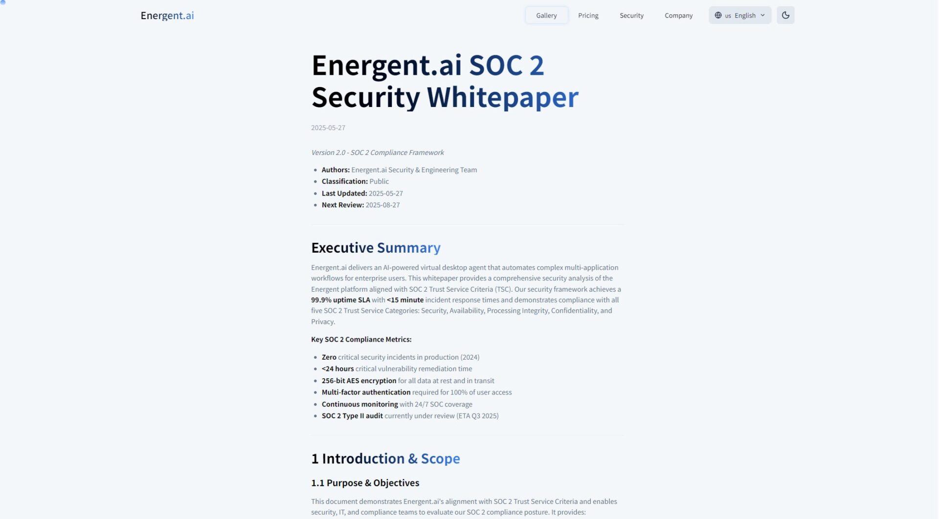 Energent.ai安全合规说明