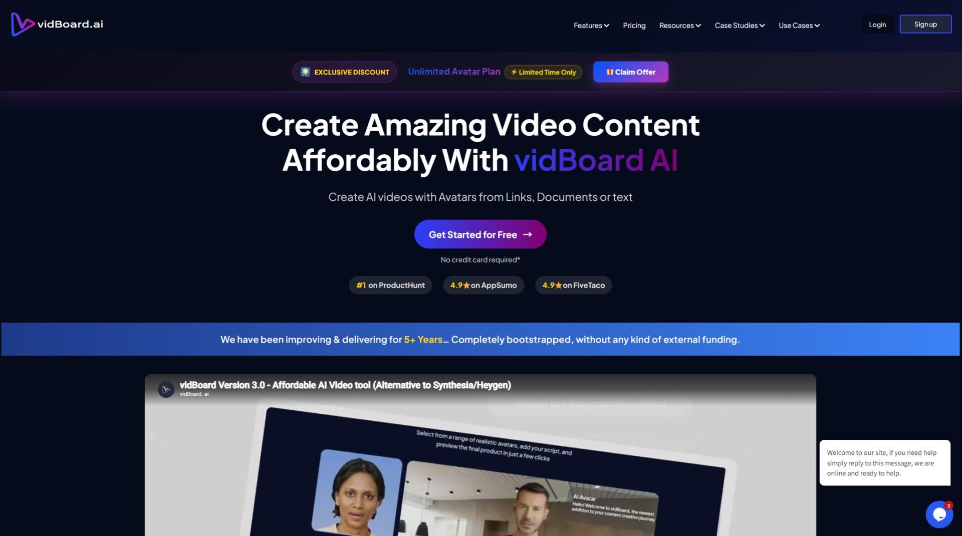 vidBoard.ai首页界面