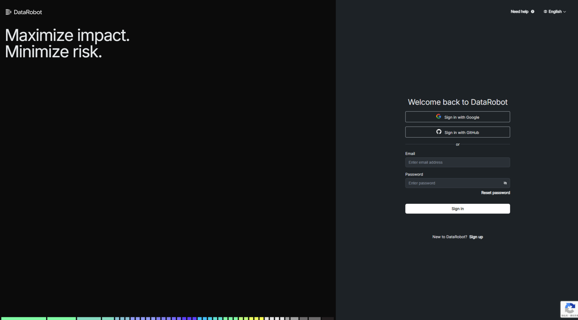DataRobot注册登录页