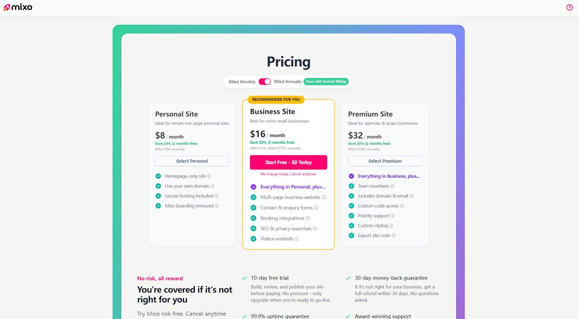 mixo ai价格方案页