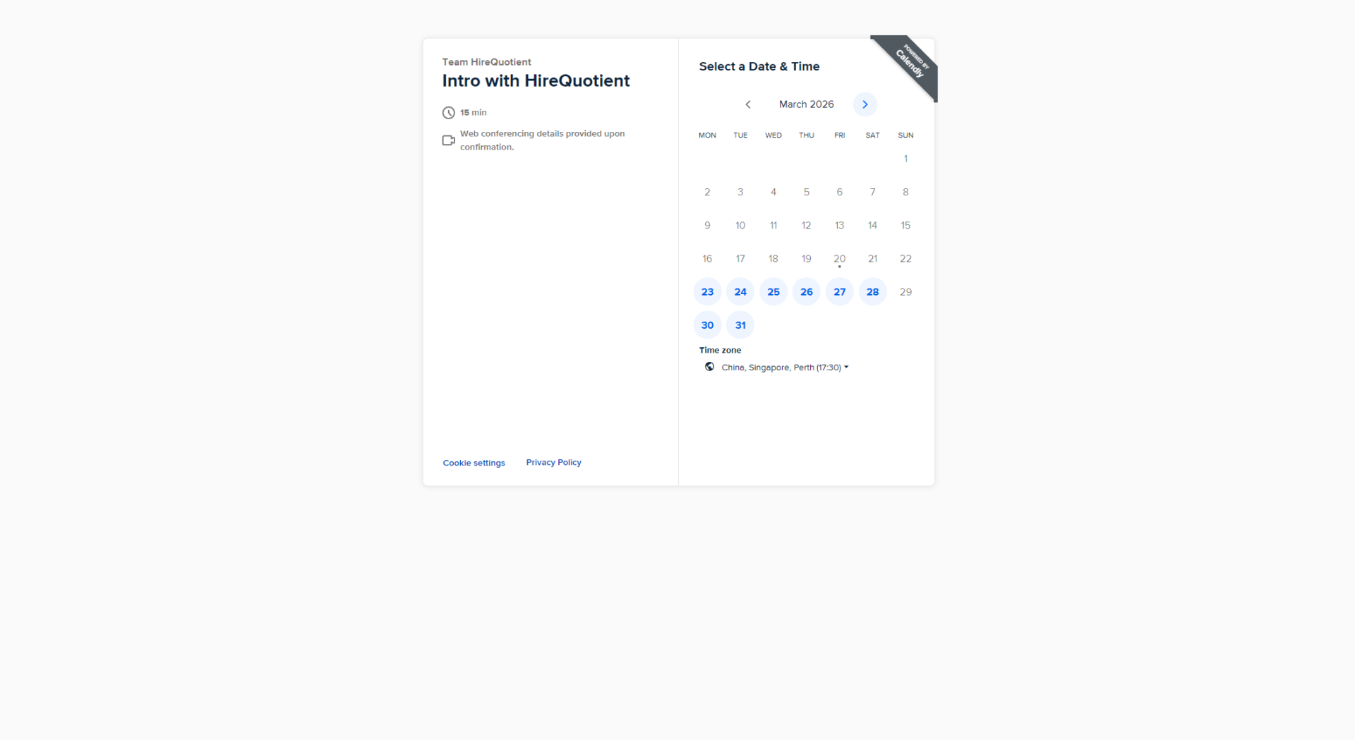 HireQuotient申请页