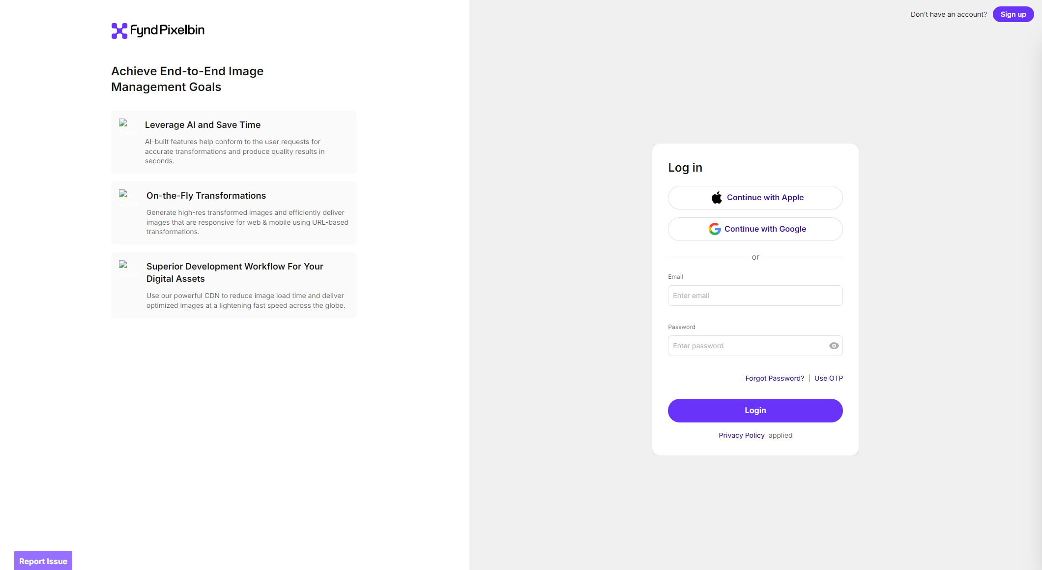 PixelBin.io注册登录页