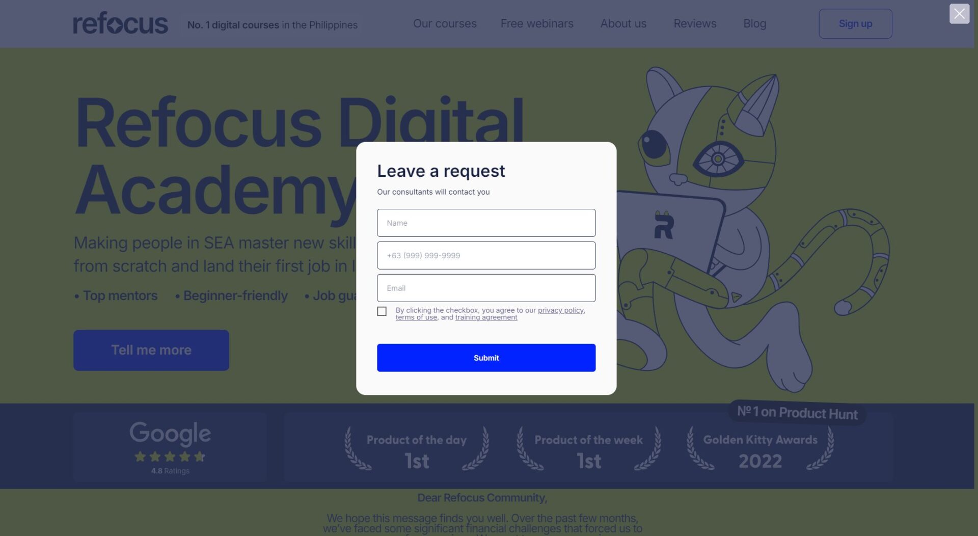 Refocus Digital Academy预约页